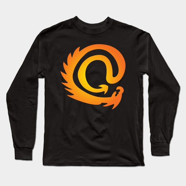 Funky Orange Vignette @ At Sign Symbol Cyber Dragon Design Long Sleeve T-Shirt by LuckDragonGifts